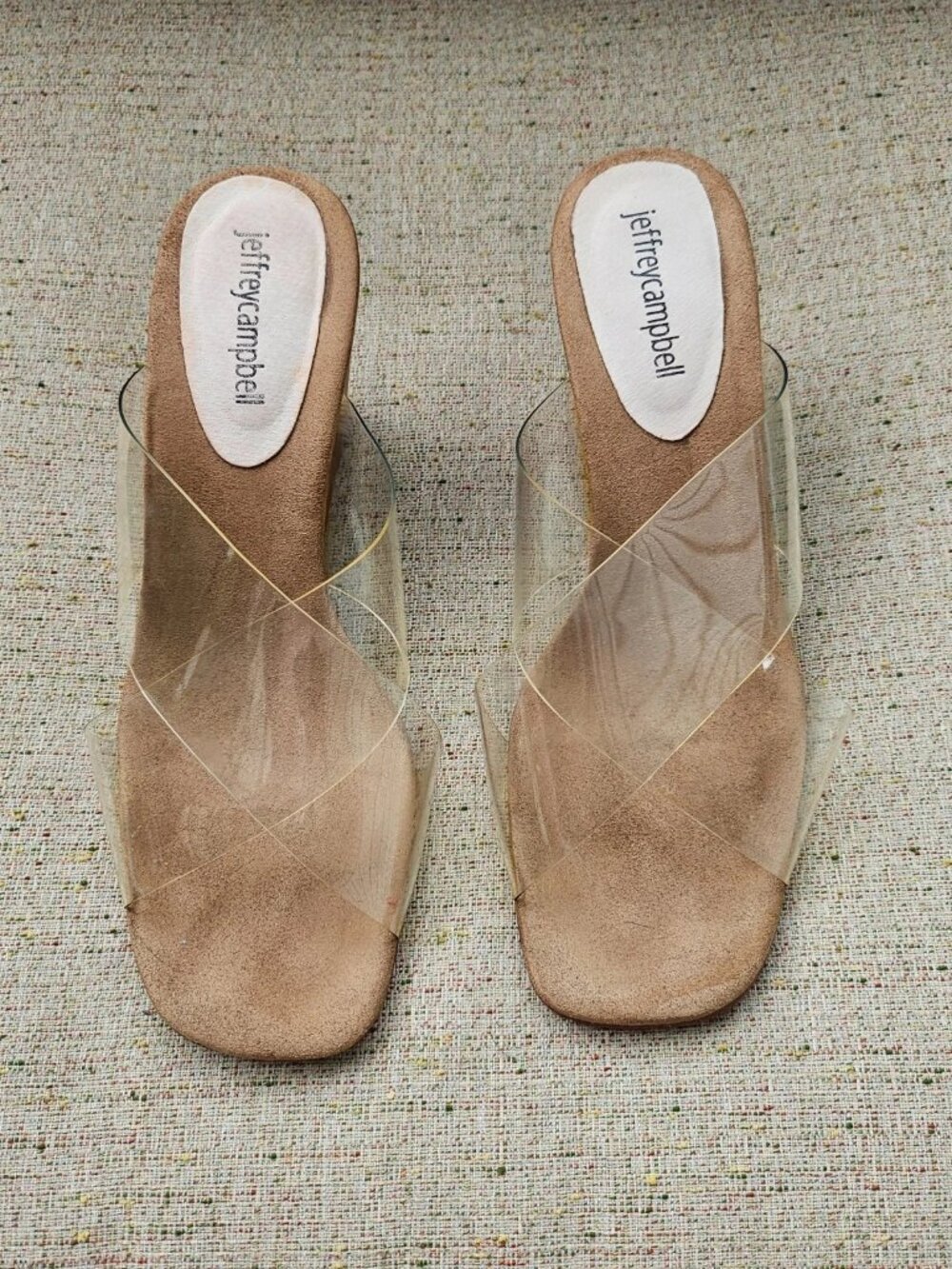 Jeffrey Campbell Women Heel Sandal Clear Plastic Upper Crisscross Shoe Size 8 - Picture 4 of 12